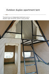 Triangular Double-Layer Oxford Tent – 2-Story Luxury Villa Cabin with Galvanized Frame | Rainproof & Anti-Light Glamping Tent for Outdoor Camping