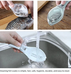 Kitchen Household Fish Scale Scraper with Lid – Manual Descaling & Brushing Tool for Easy Fish Cleaning