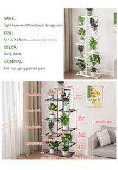 Iron Plant Holder & Flower Stand Rack - Home Garden Storage Shelf for Pots & Decor