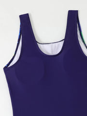 Women's One-Piece Printed Swimsuit – Padded Racing Swimwear for Summer Beach & Pool