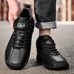 Handmade Leather Men’s Casual Sneakers – Breathable Ankle Boots for Outdoor Style & Comfort