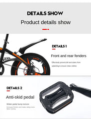 Cooya 20-Inch Folding Bicycle for Men & Women – Ultra Lightweight & Portable, No Installation Required | Adult Variable Speed Bicycle