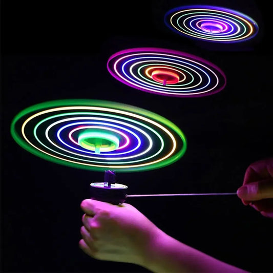 Kids LED Luminous Flying Disc – Pull String UFO Propeller Toy for Outdoor Fun & Sports