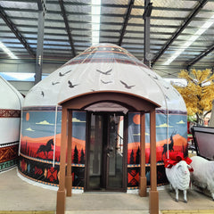 Large Mongolian Yurt Tent – Double Slope Steel & Bamboo Frame, Water-Resistant PVC, Glamping, Farmhouse, Restaurant, BBQ