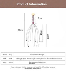 Octopus Head Massager Stainless Steel Engraved Head Relaxer Brain Massage Claw Scalp Scratcher Itch Reliever