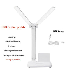 Energy-Saving USB Double Lamp LED Foldable Reading Light with Mobile Phone Bracket – Desk Study Lamp for Children, Bedroom & Table
