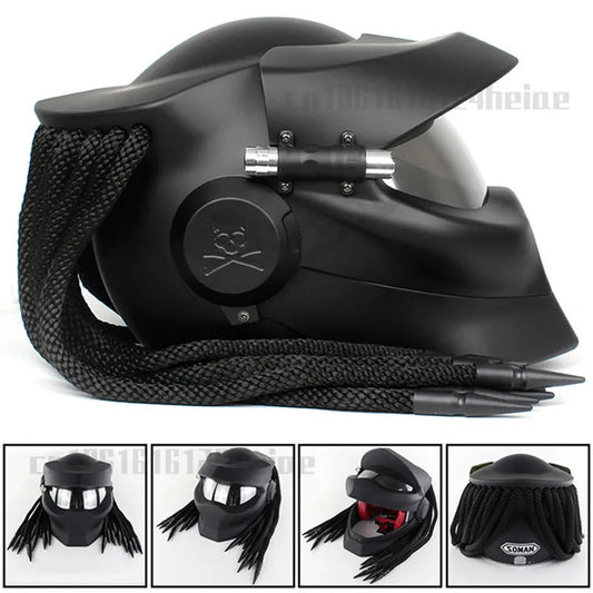 Iron Blood Warrior Predator Motorcycle Helmet – Personalized Full-Face Braid Helmet for Electric Motorbike | Casco de Moto