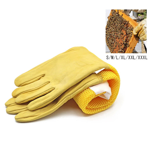 Beekeeper Gloves with Protective Sleeves – Ventilated & Professional Anti-Bee Gloves for Apiculture and Beehive Handling