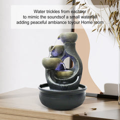 15.7" Relaxation Indoor Tabletop Waterfall Fountain with LED Light - Portable Decoration for Living Room, Home, Office & Bedroom