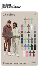 INFLATION 350gsm Thick Velvet Tracksuit – Unisex Solid Color Jogging Suit | 2023 Trendy Matching Fleece Sweatpants & Hoodie Set