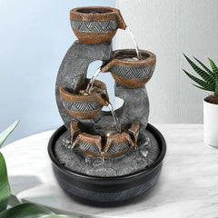 Fountain with LED Lights - Small Desktop Waterfall Fountain for Peaceful & Relaxing Water Sound, Home & Office Decoration