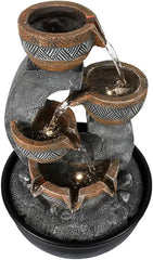 Fountain with LED Lights - Small Desktop Waterfall Fountain for Peaceful & Relaxing Water Sound, Home & Office Decoration