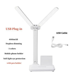 Energy-Saving USB Double Lamp LED Foldable Reading Light with Mobile Phone Bracket – Desk Study Lamp for Children, Bedroom & Table