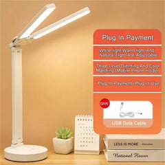 Energy-Saving USB Double Lamp LED Foldable Reading Light with Mobile Phone Bracket – Desk Study Lamp for Children, Bedroom & Table