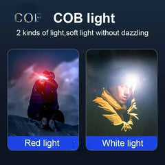 High Power LED Headlamp – 7 Modes XPE+COB Sensor Headlight with 18650 Battery for Fishing & Hunting