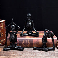 Décoration de bureau d'horreur d'halloween, ornements en résine, modélisation du squelette de crâne de Yoga