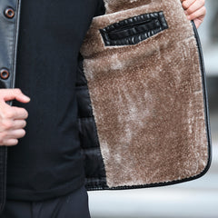 Winter Thickened Real Leather Down Jacket Men's Mid-length Coat