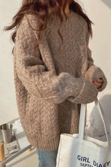 Mohair Sweater For Women For Autumn And Winter Outer Wear Thickened Loose Cozy Style Pullover Mid-length Twist Knitted Sweater