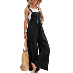 Women’s Solid Color Casual Suspender Trousers Overall | Trendy & Comfortable Women’s Overalls