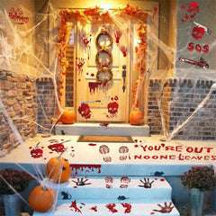 Autocollants de fenêtre d'halloween, empreintes de sang d'horreur, empreintes digitales, autocollant électrostatique, décorations d'halloween