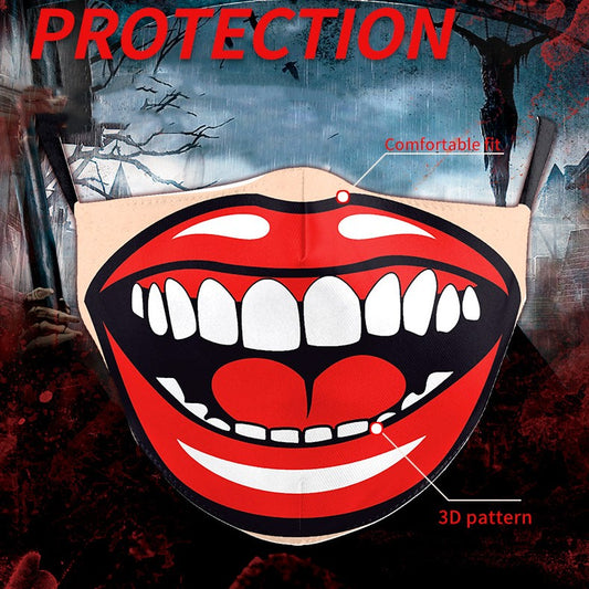 Masque d'impression numérique créatif pour lavage des oreilles à double couche d'Halloween