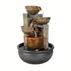 15.7" 4-Tier Indoor Tabletop Waterfall Fountain with LED Lights - Calming Sound for Home, Office & Bedroom Decor