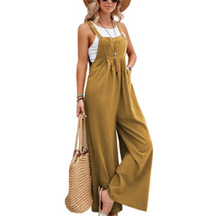 Women’s Solid Color Casual Suspender Trousers Overall | Trendy & Comfortable Women’s Overalls