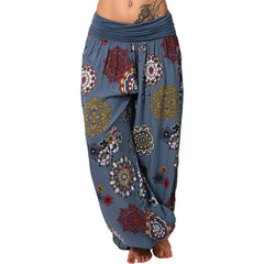 Digital Floral Print Casual Jumpsuit Harem Pants