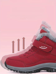 Women's Winter Snow Boots, Plush Lined Non-slip Warm High-top Sneakers, Casual Leisure Outdoor Hiking Shoes