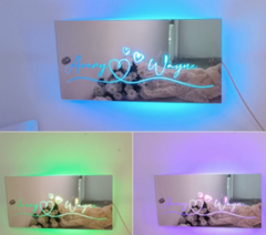 Personalized Name Mirror Light For Bedroom LED Light Up Mirror For Wall Custom Photo Christmas Valentine's Day Wedding Gifts