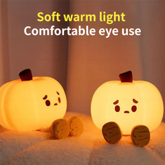 Veilleuse citrouille d'halloween en Silicone souple, lampe tactile à intensité variable, Rechargeable, décoration de chevet, cadeaux pour enfants, décorations d'halloween