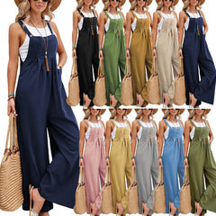 Women’s Solid Color Casual Suspender Trousers Overall | Trendy & Comfortable Women’s Overalls