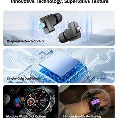 Full HD screen alloy shell, TWS sports headset+outdoor IP67 waterproof smart watch, 400mAh battery over long -term battery life, support custom dial, NFC unlock, various sports data tracking