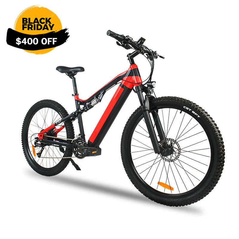 Red 500W Electric Ebike - 27.5 Inch Electric Mountain Bicycle 48V 27 Speed