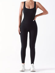 3 Pack Women's Ribbed Solid Color One-Piece Jumpsuit, Form-Fitting Sensual Activewear, Classic Sleeveless Full-Length Pants For Sport Casual Wear