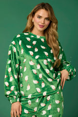 2023 Casual Flannel Pajama Sets For Women 2 Piece Cute Long Sleeve Matching Lounge Shirts Sets Santa Claus Pajamas Homewear