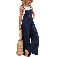 Women’s Solid Color Casual Suspender Trousers Overall | Trendy & Comfortable Women’s Overalls
