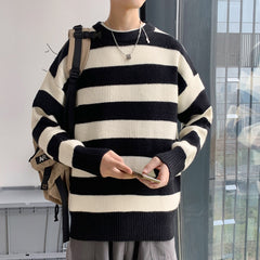 Thickened Sweater Men's Winter New Youth Hong Kong Style Round Neck Sweater Men