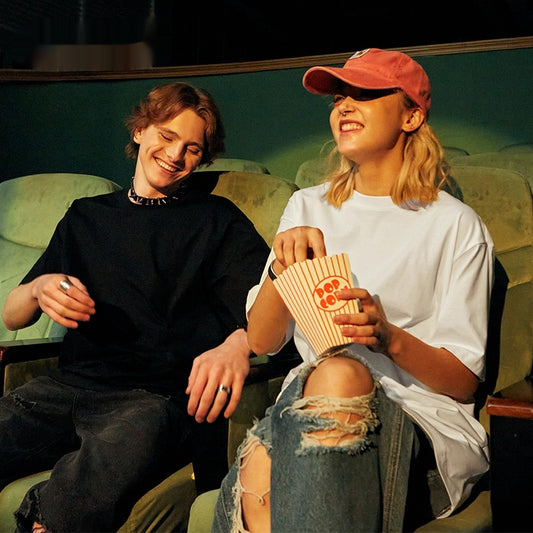 American West Coast Fashion Brand Black And White Solid Color T-shirt