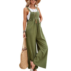 Women’s Solid Color Casual Suspender Trousers Overall | Trendy & Comfortable Women’s Overalls