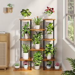 6-Tier Indoor Plant Stand with Grow Lights - 40" Metal Corner Shelf for Multiple Plants & Flowers