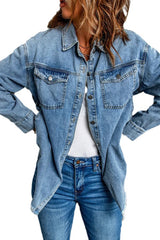 Veste en jean ample à revers style rue pour femmes