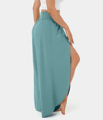 Loose Split Yoga Pants Summer Elastic High Waist Wide Leg Trousers Women's Fashion Versatile Clothing