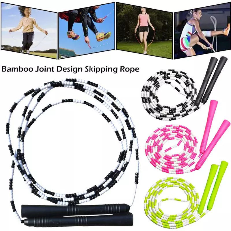 PVC Family Sports Jump Rope Children's Fancy Bamboo Jump Rope Non-slip Handle Hard Bead Yoga Rope Skipping