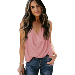 Top Loose V-Ausschnitt Chiffon Tank Top Damen