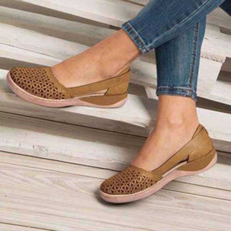 Fashion Women's Toe Head Hollowed Out Large Size Flat Sandals
