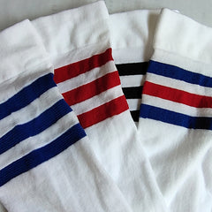 Men's Tall Red And Blue Striped Soccer Socks