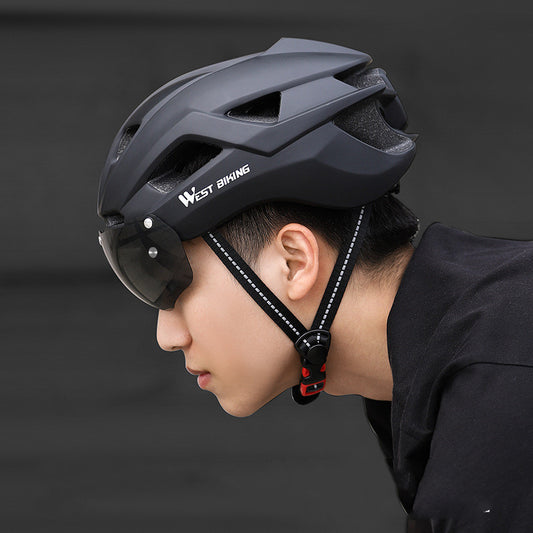 Casque de cyclisme intégré avec lunettes, équipement de casque de vélo de montagne et de route
