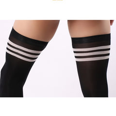 Men's Velvet Sports Black And White Striped Long Soccer Socks