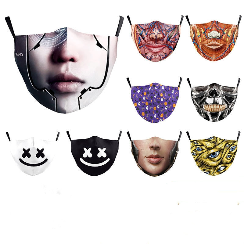 Halloween Milk Silk High Density Diagonal Cloth Double Layer Dustproof Protective Mask